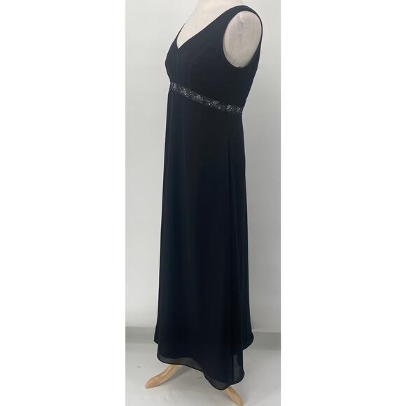 Vintage Y2k Empire Waist Beaded Gown A Line Sleeveless V Neck Black Womens 8 - Picture 5 of 11